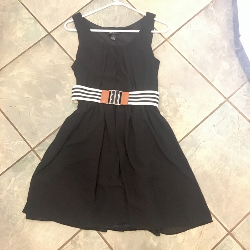 Bcx junior sleeveless belted fit and flare dress